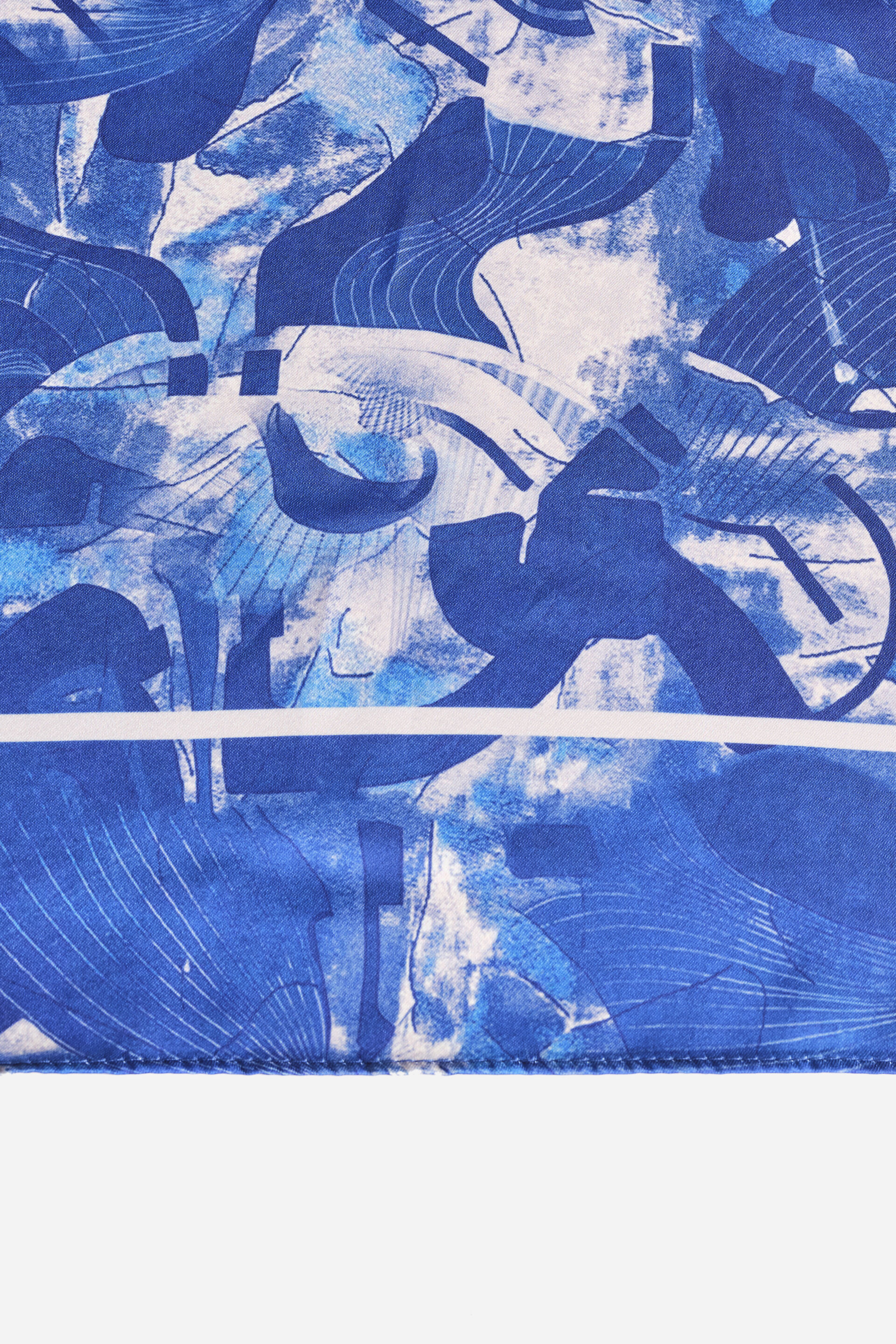 Ultramarine Blue Satin Scarf, , image 3